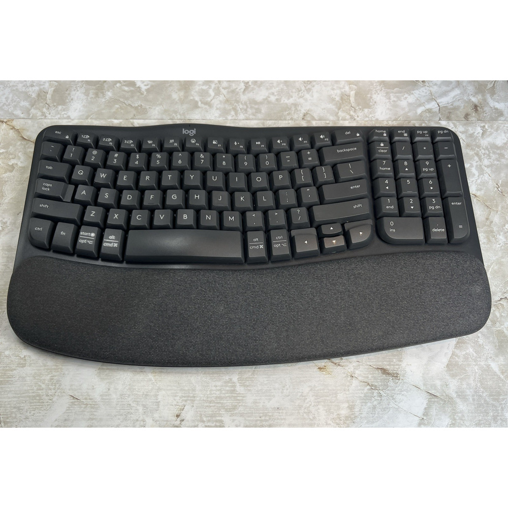 Logitech Wave Keys Wireless Ergonomic Keyboard Bluetooth Logi Graphite TESTED